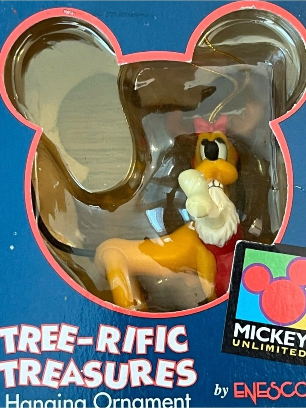 Pluto Dog Santa Tree-rific Treasures Reindeer Christmas Ornament Enesco Vtg